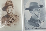 Two pics of a man in army uniform.