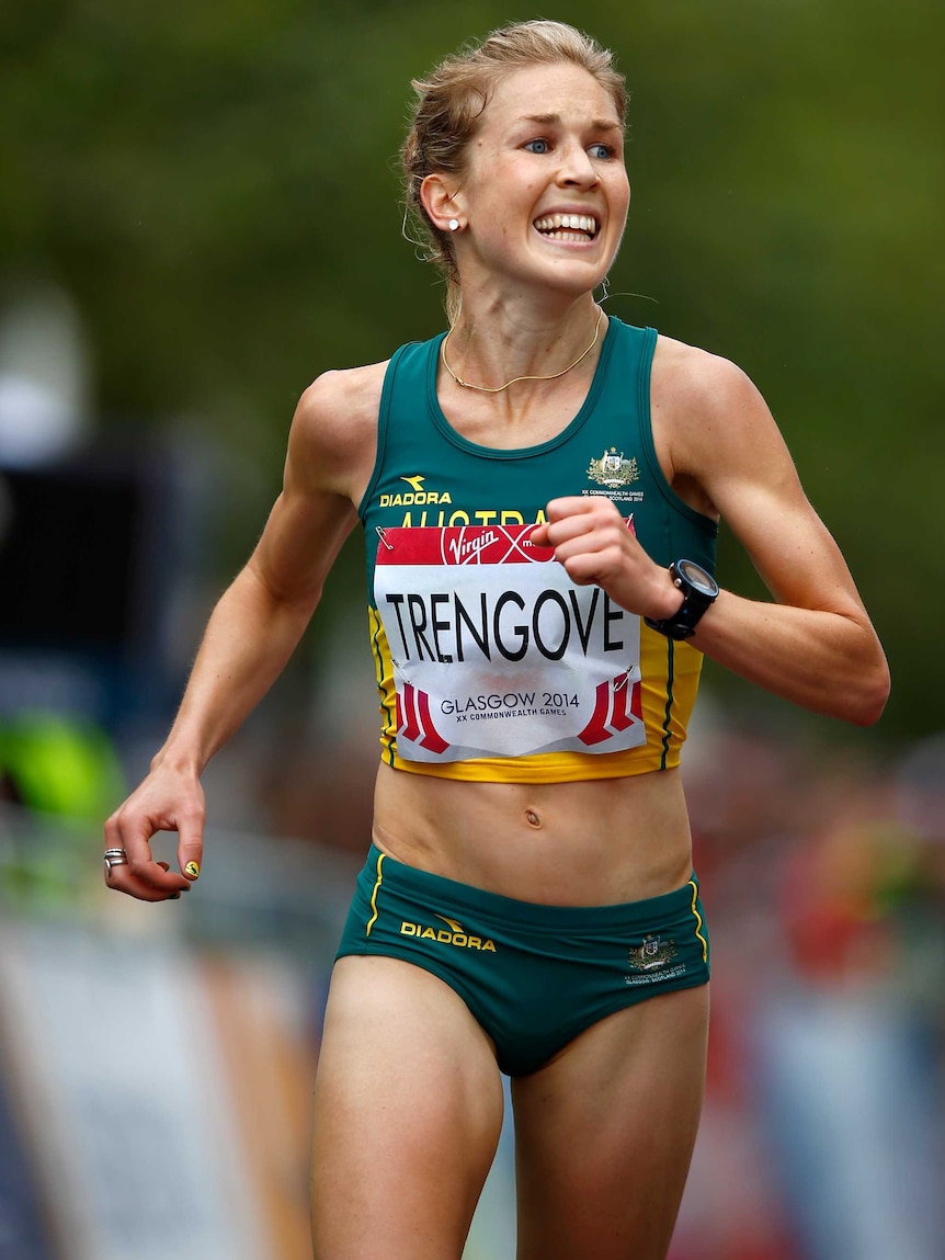 On the rise ... Jess Trengove finishing third in the women's marathon at the Glasgow Commonwealth Games