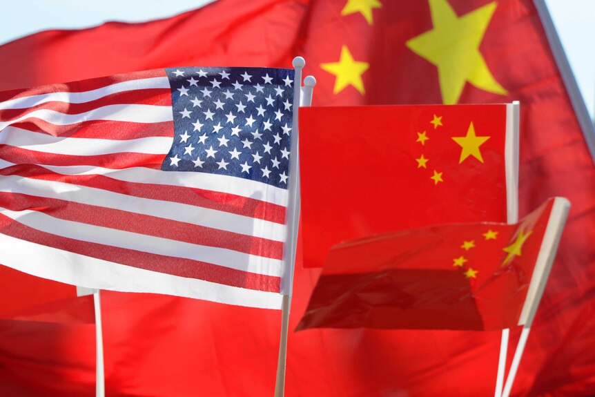 The American flag beside the Chinese flag.