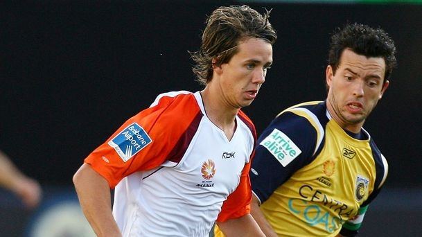 Queensland Roar youngster Robbie Kruse in action against the Central Coast Mariners