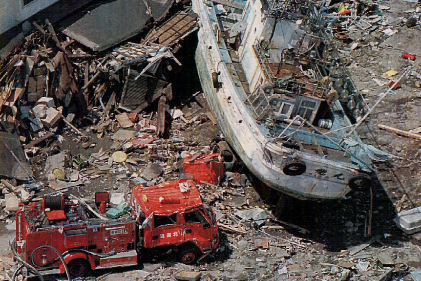 Okushiri's fishing fleet was wiped out in tsunami.