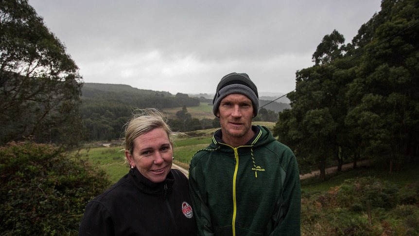 Andy (L) and Matt Jackman on their property in NW Tasmania