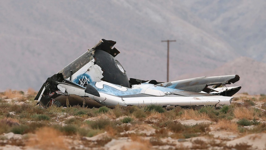 A piece of debris from the Virgin Galactic crash near Cantil, California.