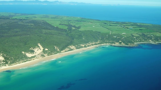 Aerial view of Cape Liptrap, in Gippsland in eastern Victoria, where a cessna airplane crashed killi