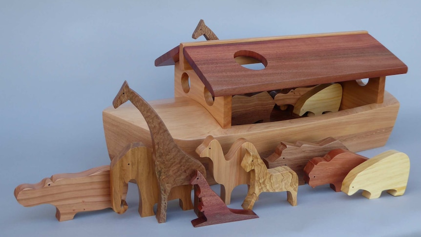 Noah's Ark wood sculpture.