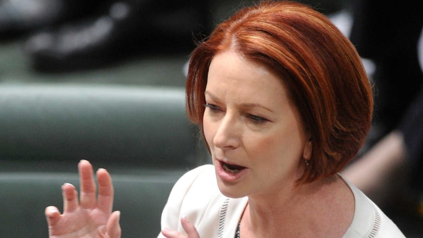 Julia Gillard speaking during Question Time, November 28, 2012