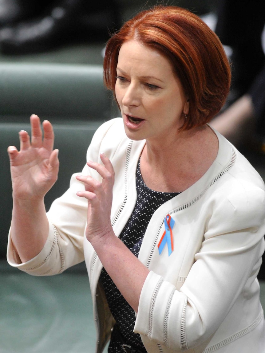 Julia Gillard speaking during Question Time, November 28, 2012