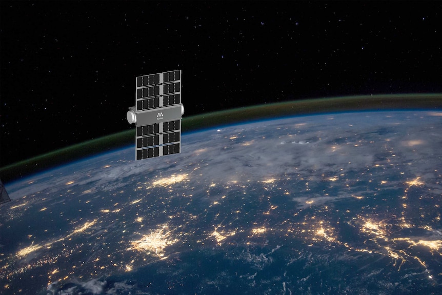 A satellite in space above the earth