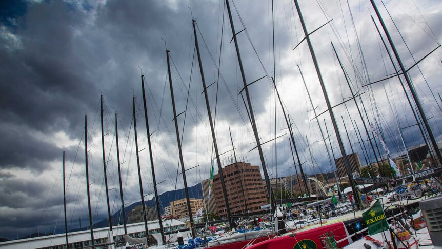 Yachts docked at Hobart's Constitution Dock