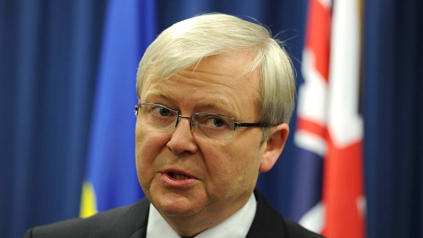Kevin Rudd speaks at a press conference