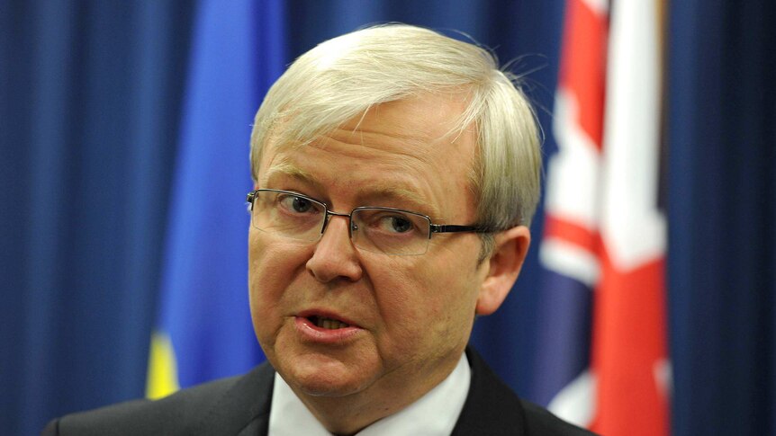 Kevin Rudd speaks at a press conference