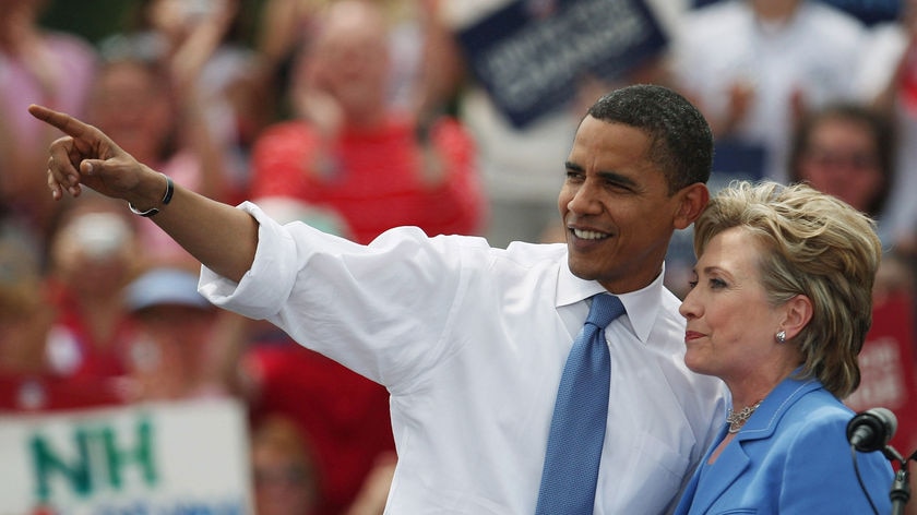 On our way ... Hillary Clinton and Barack Obama