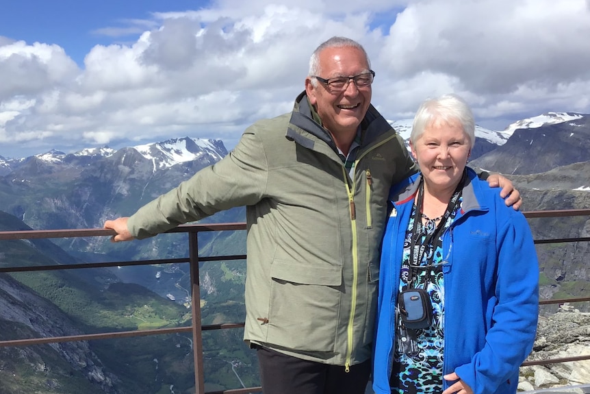 Elderly couple on a mountain lookout