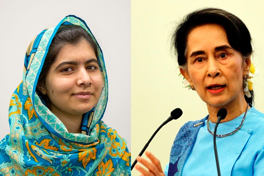 Composite image of Malala Yousafzai and Aung San Suu Kyi.