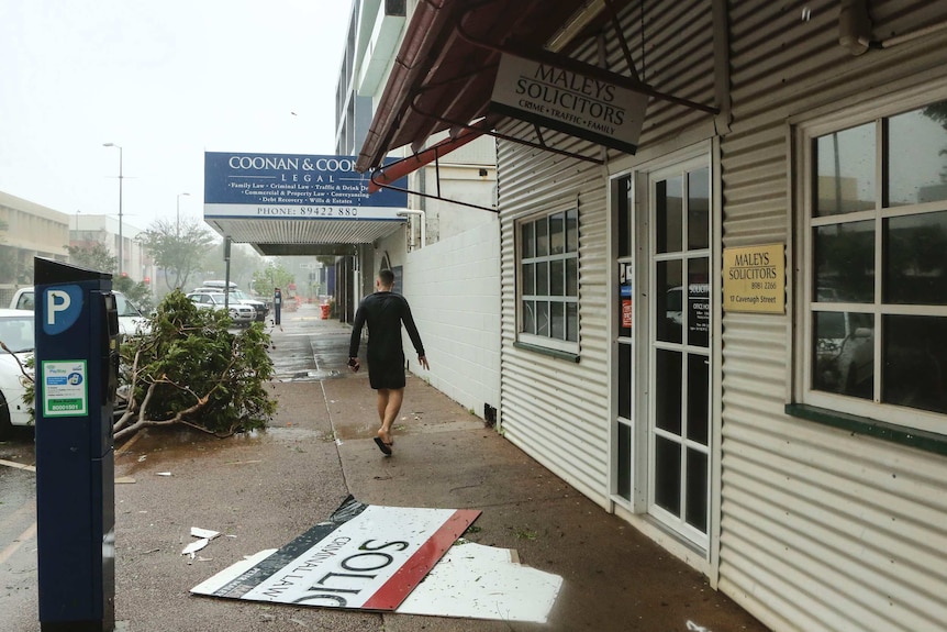 The cyclone toppled trees and tore signage from buildings in the CBD.