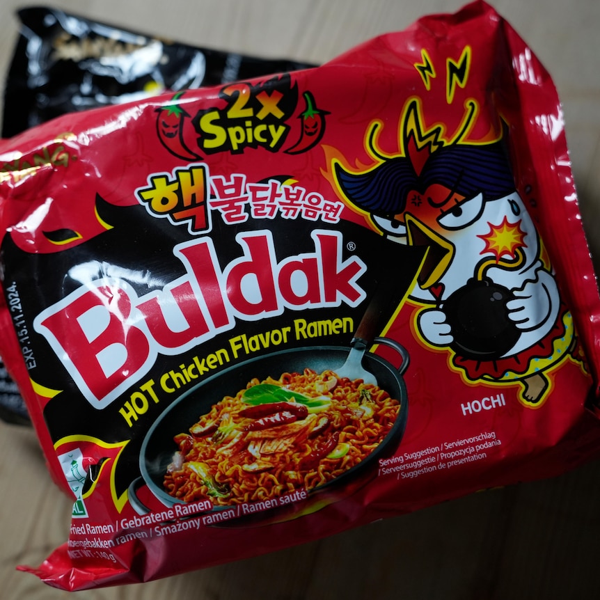 A bag of Korean instant noodles.
