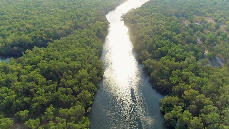 Aerial view of waterway