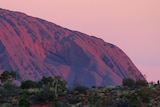 Pink-coloured rock at sunset