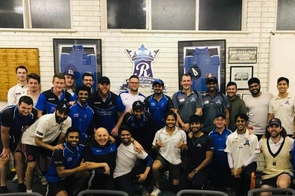 Royal Park Brunswick Cricket Club squad pose for a photograph