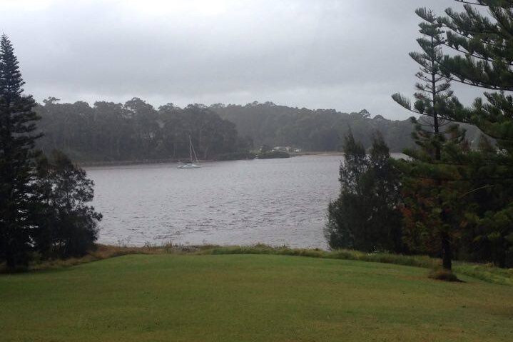 A view of the Moruya River on the NSW south coast after heavy rainfall.