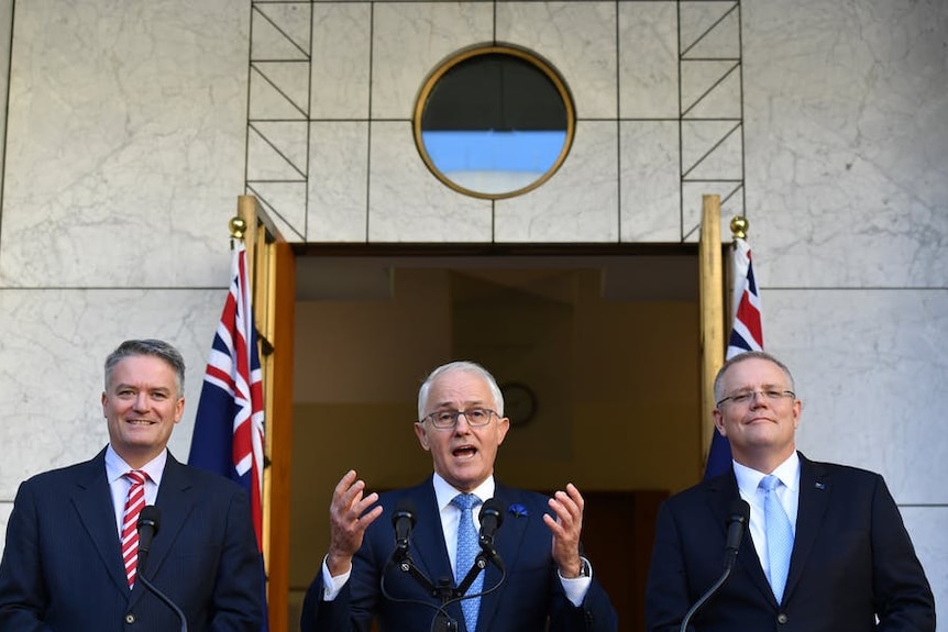 Malcom Turnbull, Mattias Cormann and Scott Morrison