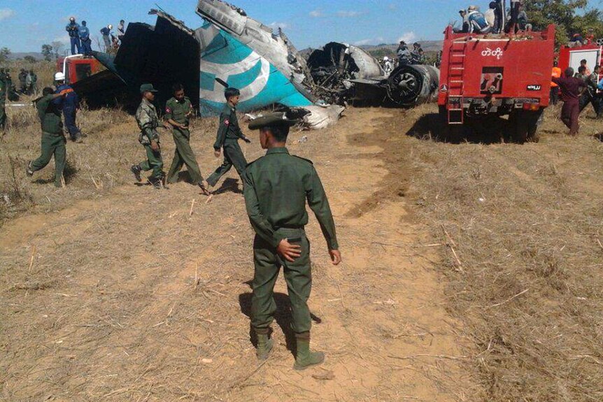 Plane crash lands in Burma
