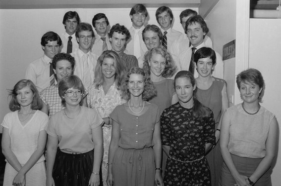 Black and white photo of 19 cadets and Tingle in second row.