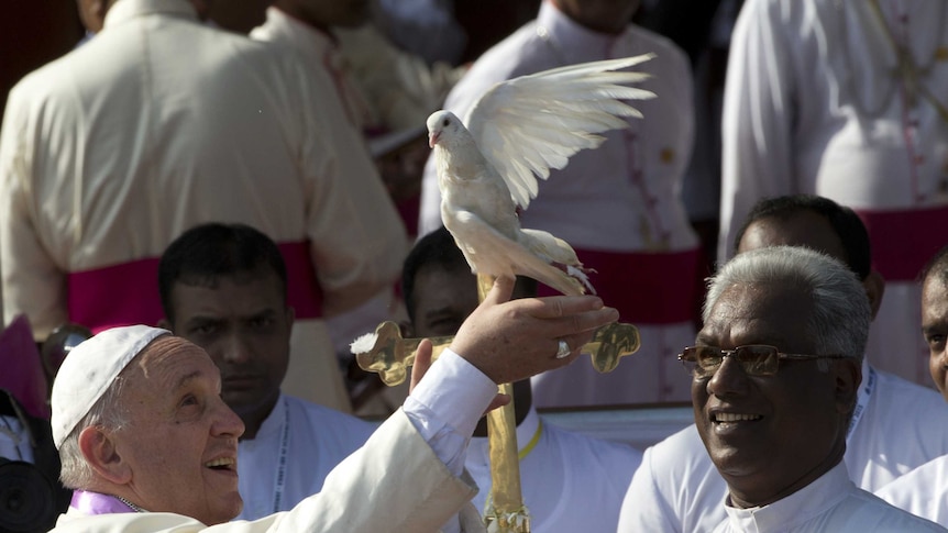 Pope Francis with dove
