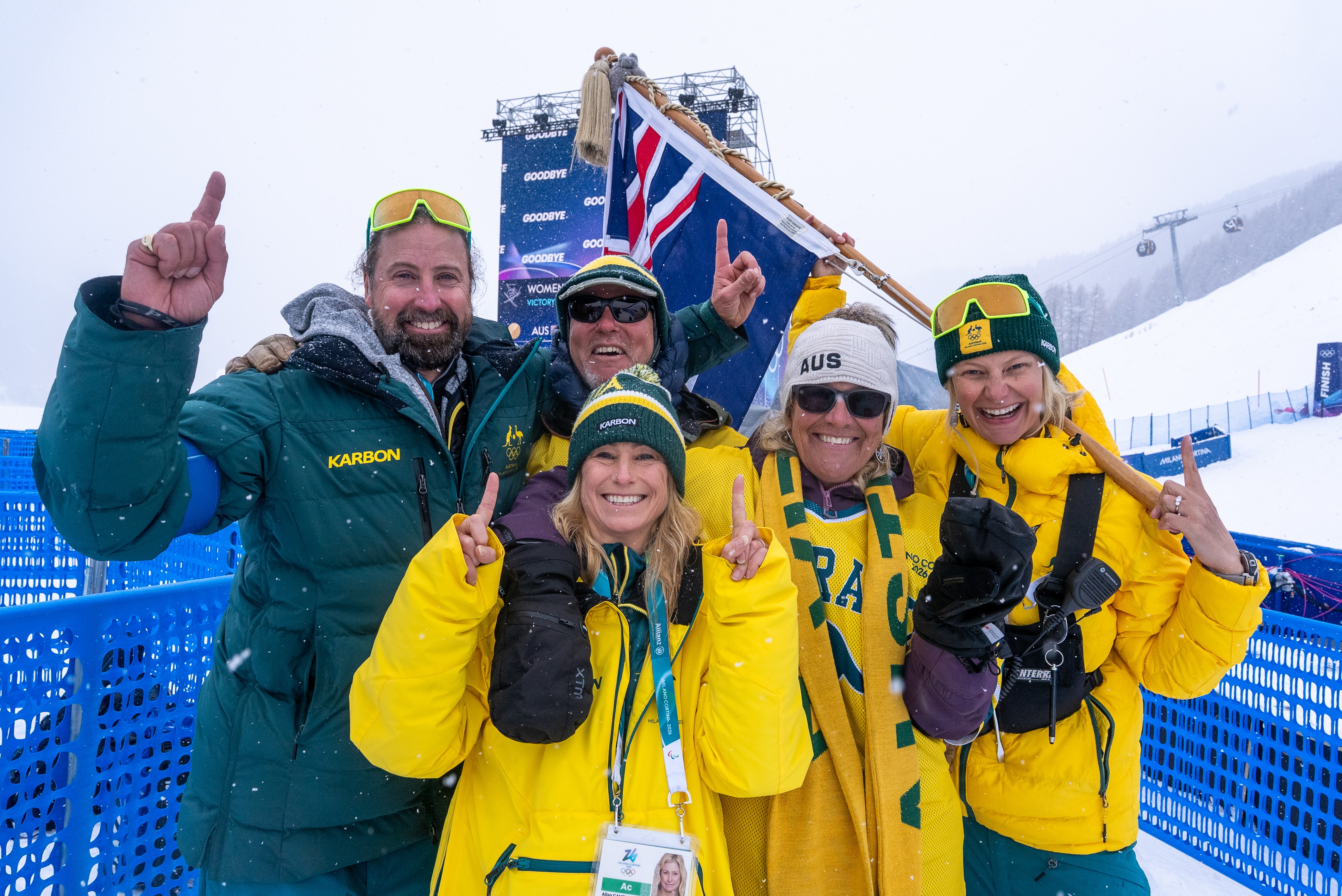 Peter McNiel with Alisa Camplin-Warner and other coaches