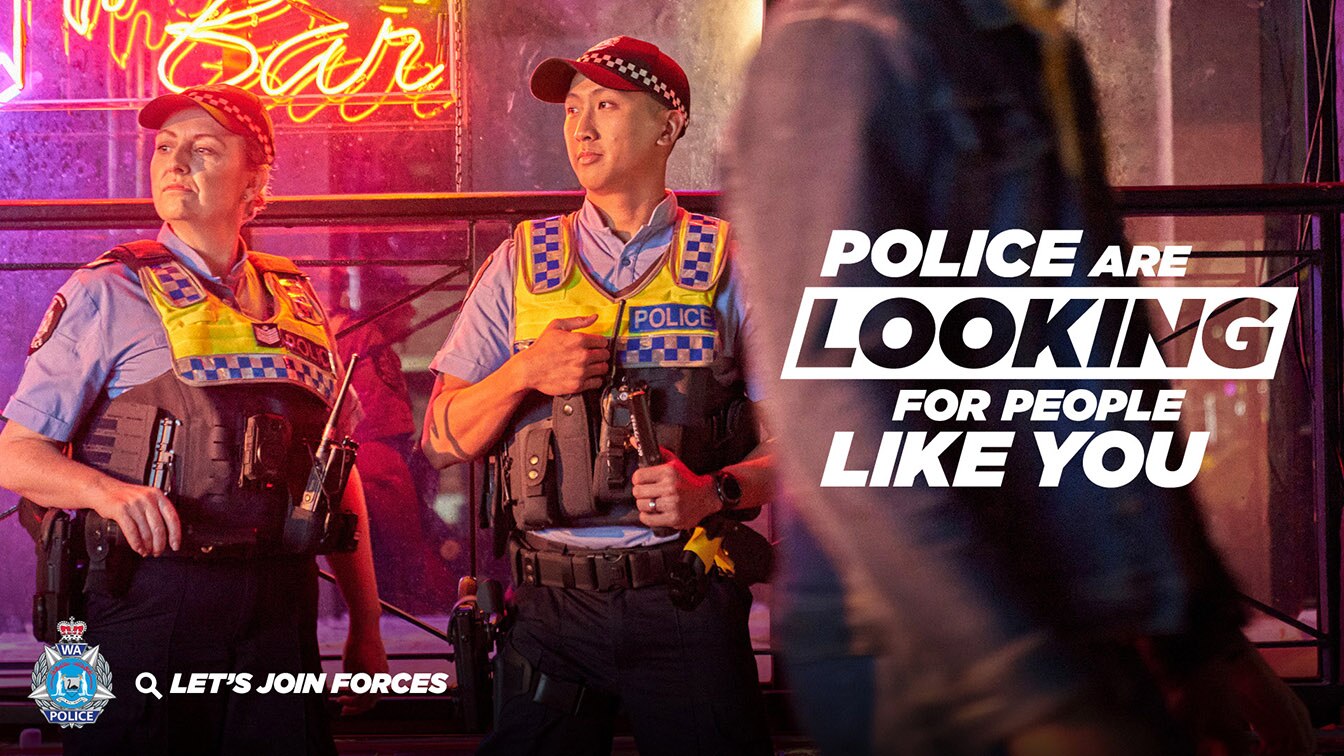 Two police officers next to the words Police are looking for people like you