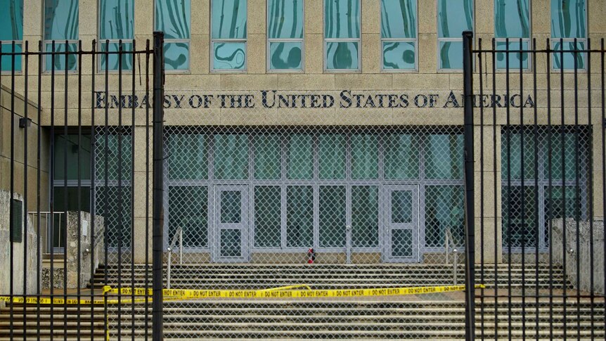 A view of the US Embassy in Havana, Cuba.