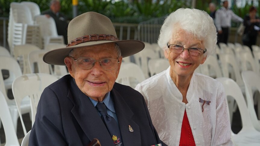WWII veteran Bill Skues, who turns 94 tomorrow, and his wife Edith watched the Anzac Day parade in Sydney.