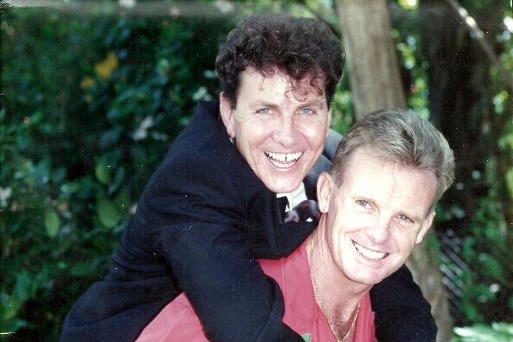 Peter Keogh (right) with his partner Sacha Mahboub in Perth in 1988, when homosexual activity was still illegal in WA
