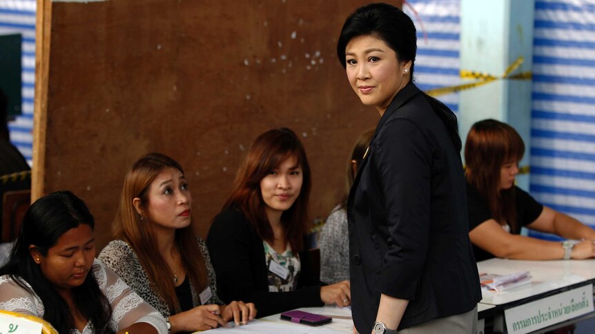 Thai prime minister Yingluck Shinawatra at polling station in Bangkok