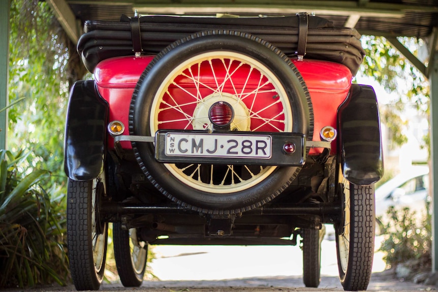The rear of the Austin 7 car.