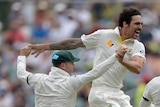 Mitchell Johnson celebrates Alastair Cook wicket on day four of second Ashes Test