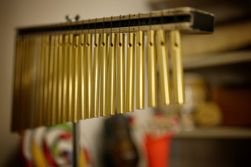 A close up photo of chimes