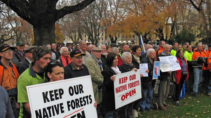 Timber workers are demanding compensation for the loss of native timber contracts.