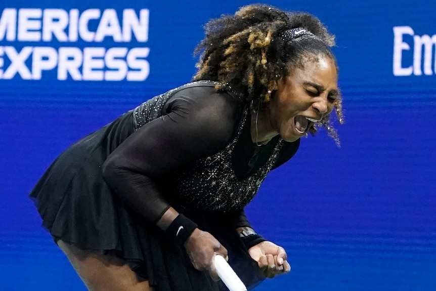Serena Williams celebrates at the US Open