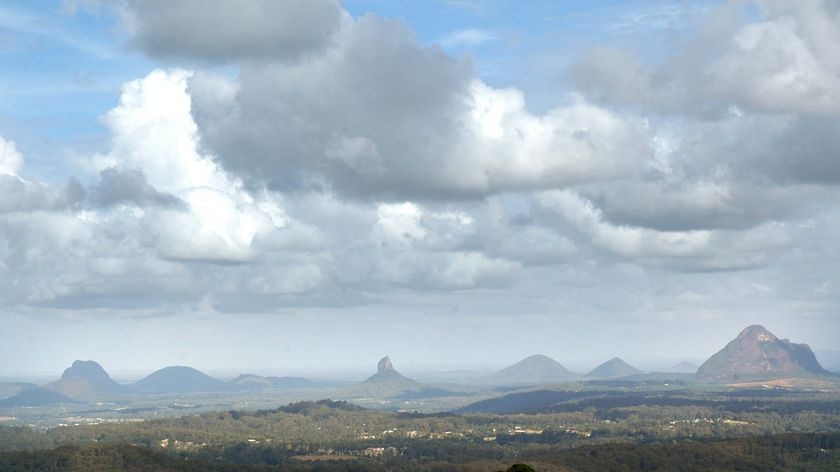 The Glasshouse Mountains located in the hinterland of SE Qld's Sunshine Coast