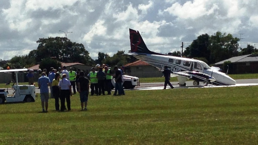 Pilot and passenger walked away unharmed after this landing at Toowoomba Airport earlier today.