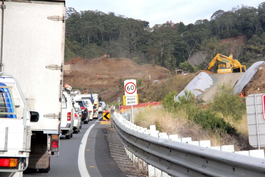 Traffic on the Warrego Highway leading into Toowoomba.