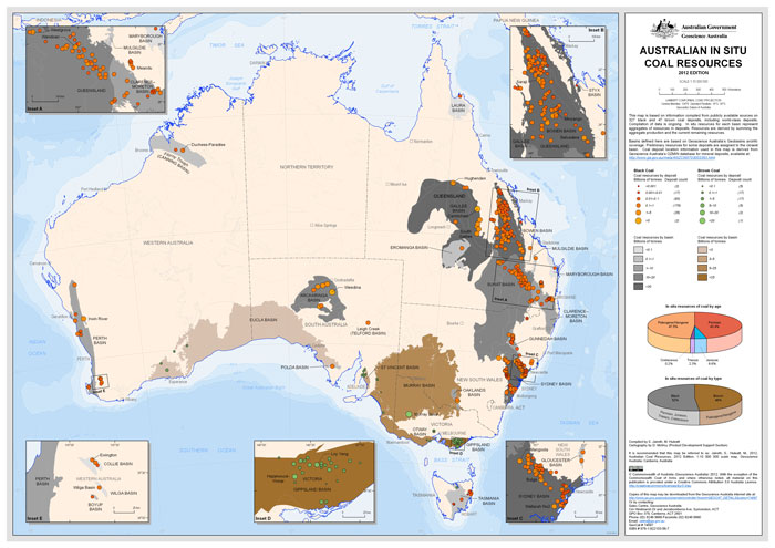 Map showing australian coal deposits