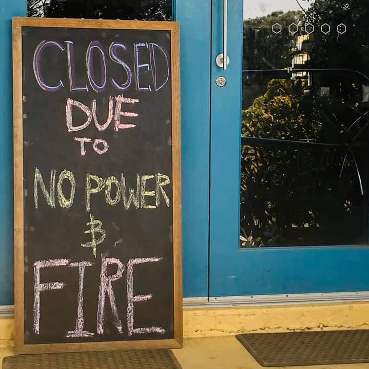 A blackboard sign leaning on a glass door