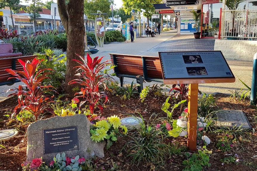 Tribute in a park near where a Brisbane bus driver was killed