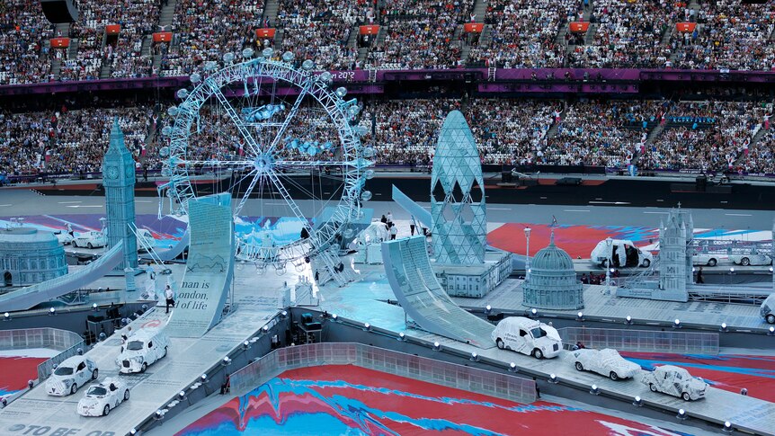 Spectators are treated to the closing ceremony pre-show
