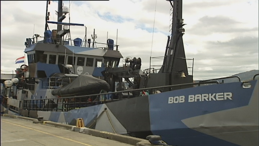 The Sea Shepherd ship, the Bob Barker docked in Hobart