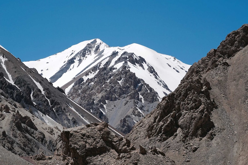 Tiger Valley looking out over snow capped peaks of the Qilian Mountains