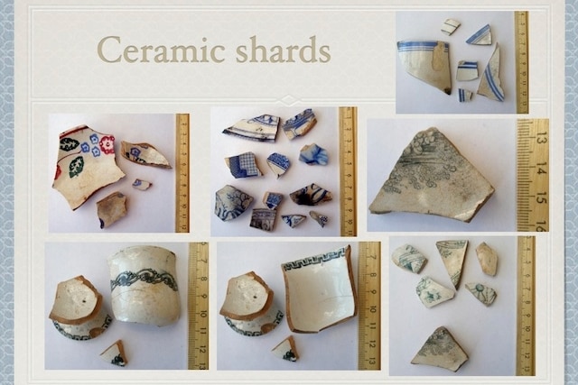 Ceramic shards found at the 12 Mile House site in 2008.