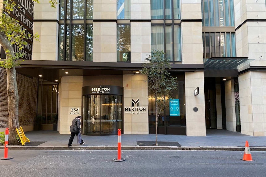 The entrance to Meriton Suites on Sussex Street.